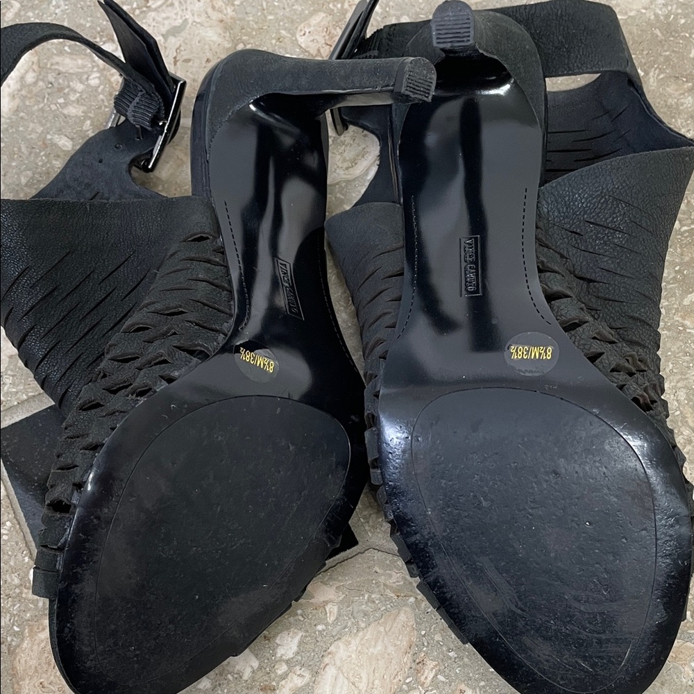 Vince Camuto Black Peep-Toe Heels - Picture 4 of 4